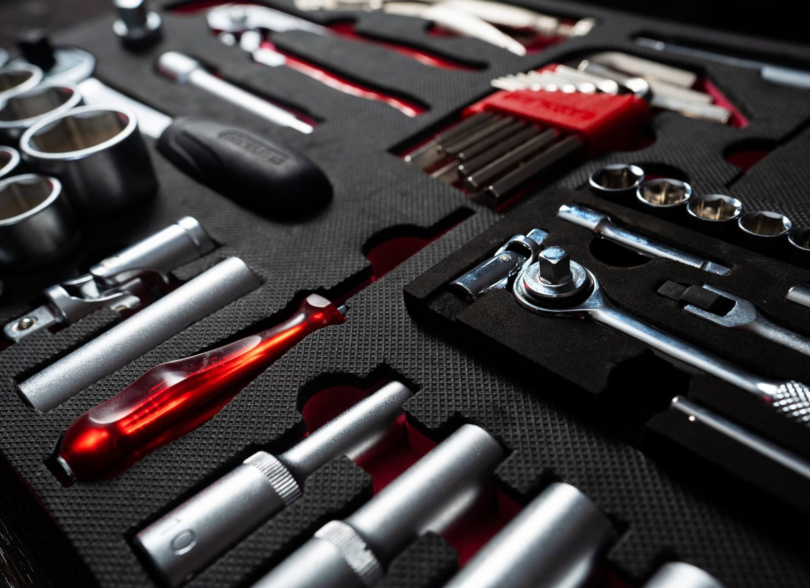 Professional work tools set for technicians in a stylish box